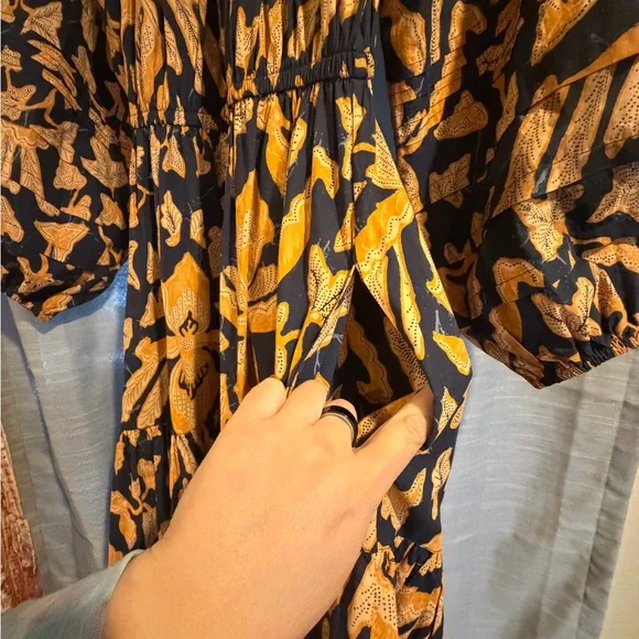 Ulla Johnson Navy and Orange Long Sleeve Dress Size 0 - Picture 4 of 8